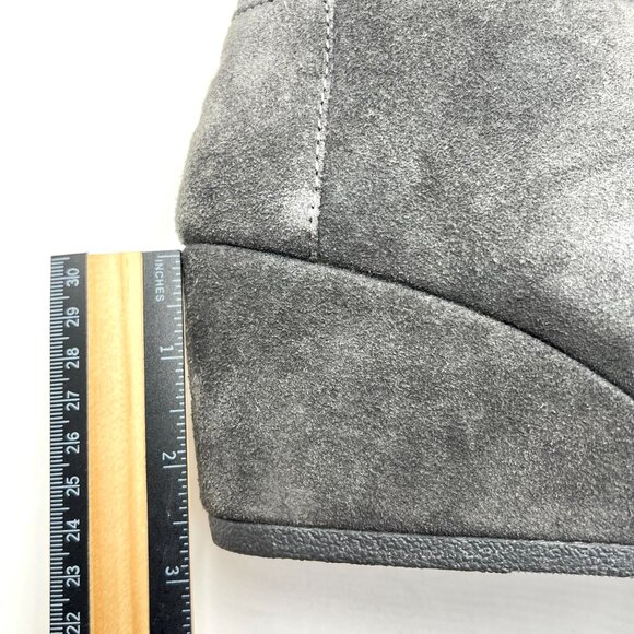 Toms Womens Size 10 10M Gray Suede Leather‎ Wedge Ankle Boots Booties Shoes - Picture 10 of 12